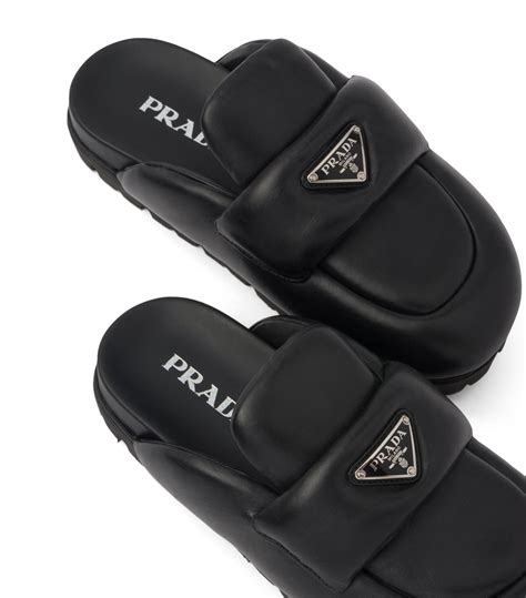 prada padded mules|prada leather logo mules 40.5.